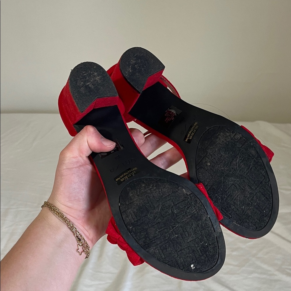 Unisa Scarlet Ruffle Strap Heels - Picture 3 of 3
